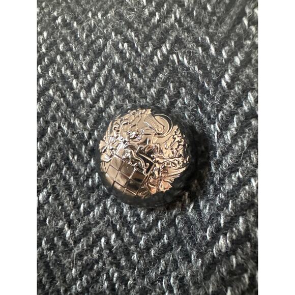 Vince Camuto Tweed Wool Gray/Black Peacoat Women's L Double-Breasted Outerwear - Picture 6 of 13